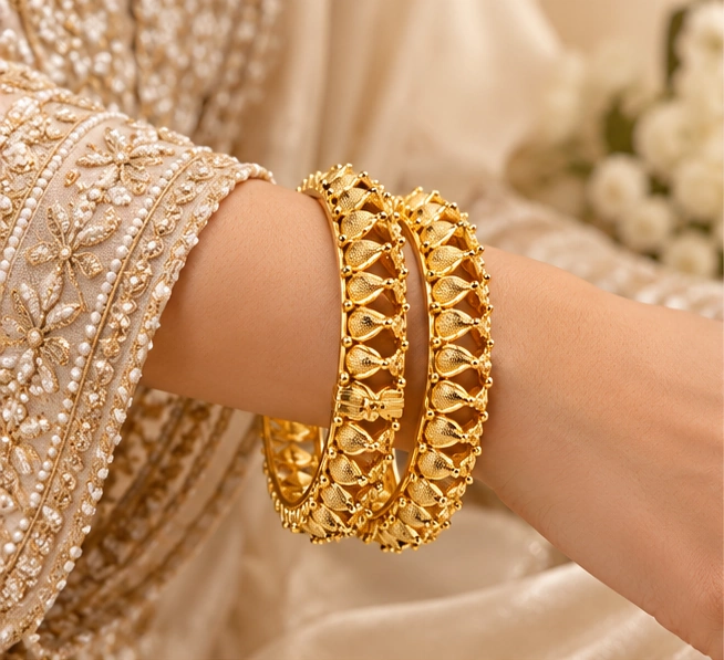 Interlaced Floral Kada Bangles