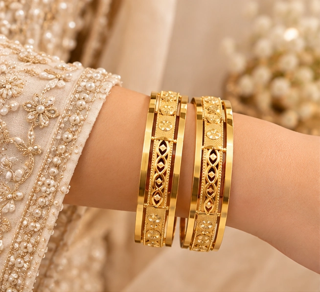 Geometric Carved Kada Bangles