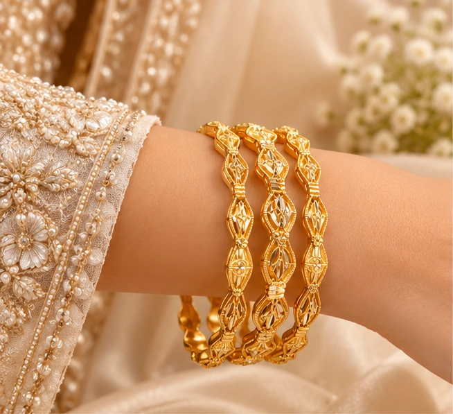 Openwork Diamond Motif Bangles