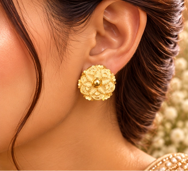 Floral Rosette Stud Earrings