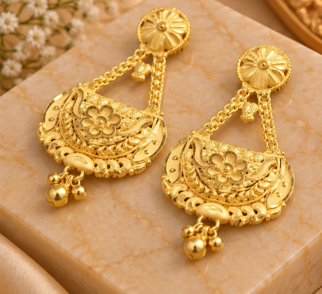 Ornate Bell Drop Earrings - Image 2