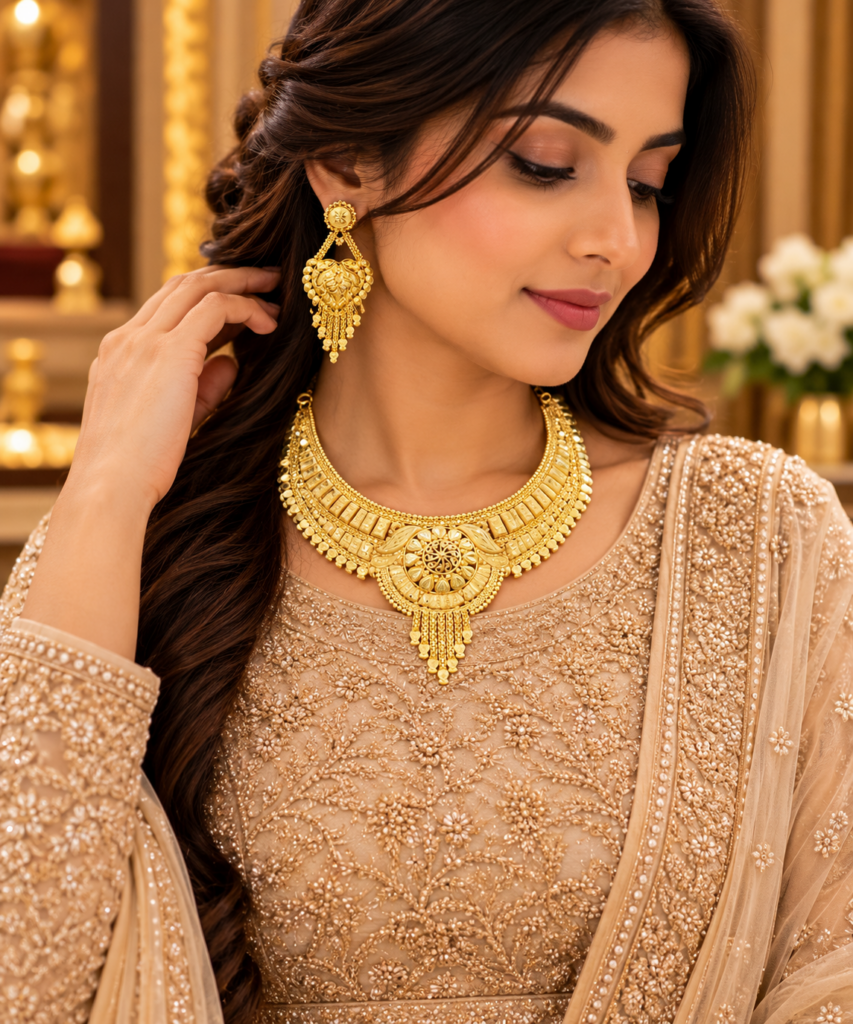 Ornate Crescent Collar Necklace