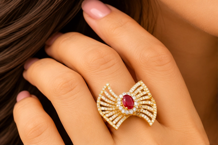Crimson Centre Statement Ring