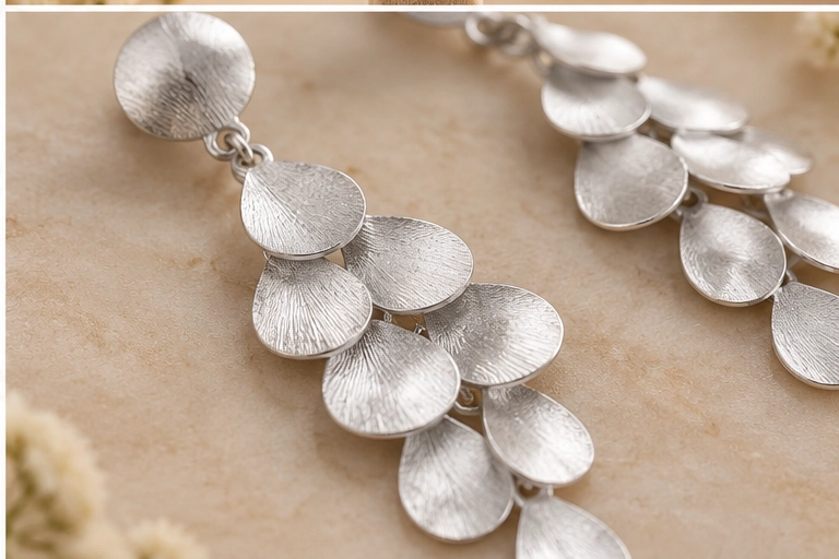 Matte Finished Layered Drop Earrings - Image 4