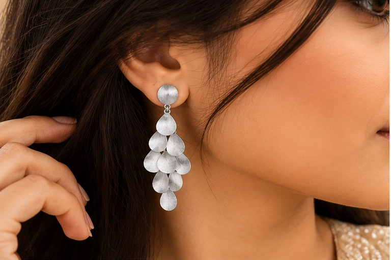 Matte Finished Layered Drop Earrings