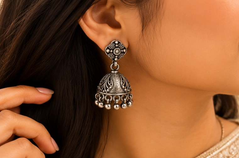 Geometric Top Jhumki Earrings